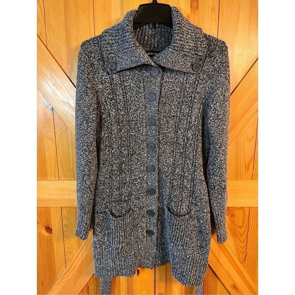 Dalia Women's L Large Long Sleeve Charcoal Button Up Sweater (3342) - Picture 2 of 6